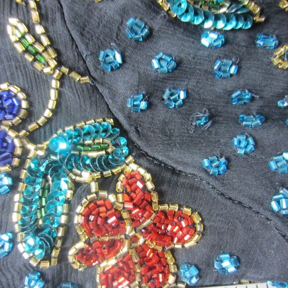 Lawrence Kazar Top Adult Women Beaded Floral  Short Sleeve Blouse Silk 2X Plus - Picture 12 of 16